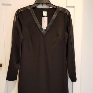 Black dress with Leather Trim